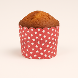 6cm | Red Star Print Flower Muffin Cup | Pack of 50