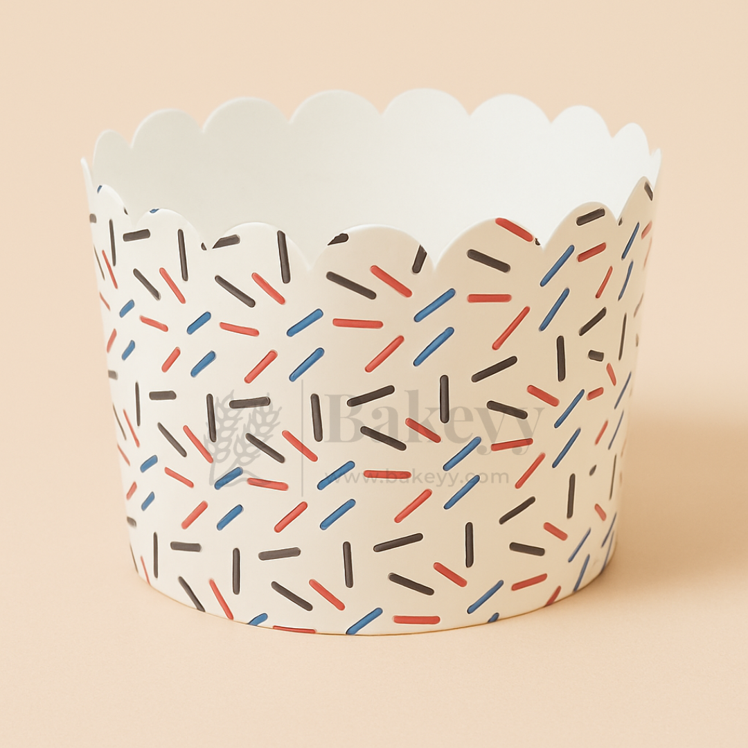 6cm | Sprinkles Print White Flower Muffin Cup | Pack of 50