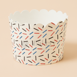 6cm | Sprinkles Print White Flower Muffin Cup | Pack of 50