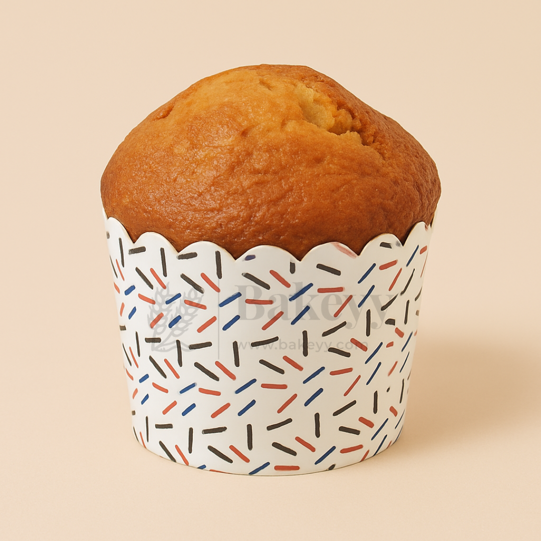 6cm | Sprinkles Print White Flower Muffin Cup | Pack of 50