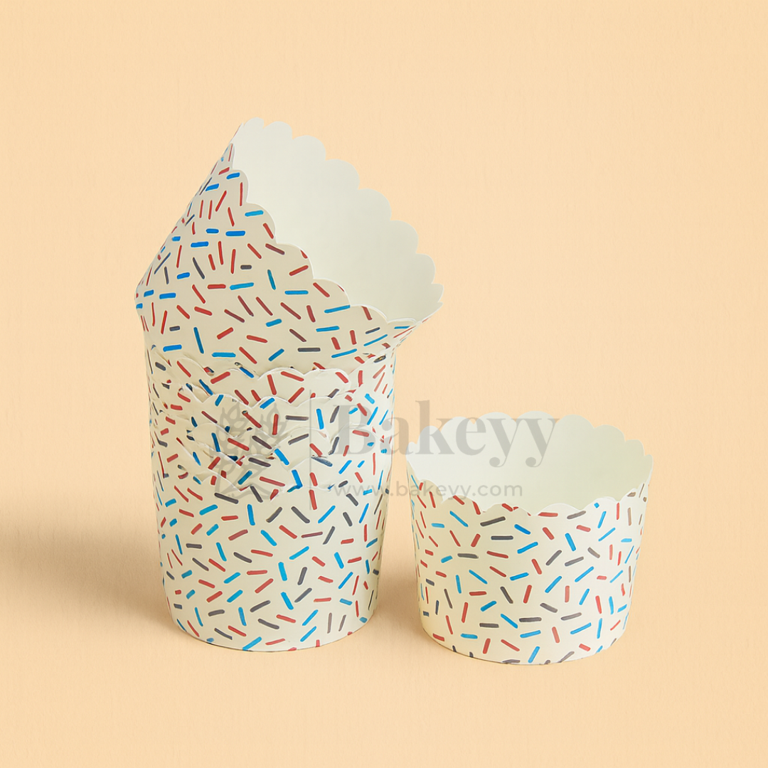 6cm | Sprinkles Print White Flower Muffin Cup | Pack of 50