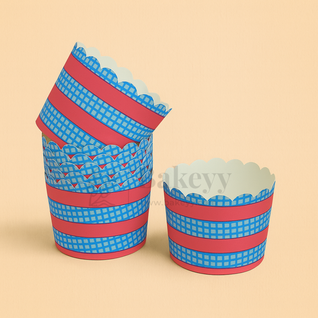 6cm | Red and Blue Flower Muffin Cup | Pack of 50