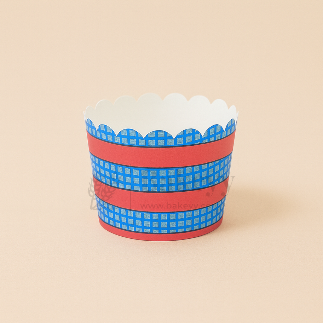 6cm | Red and Blue Flower Muffin Cup | Pack of 50