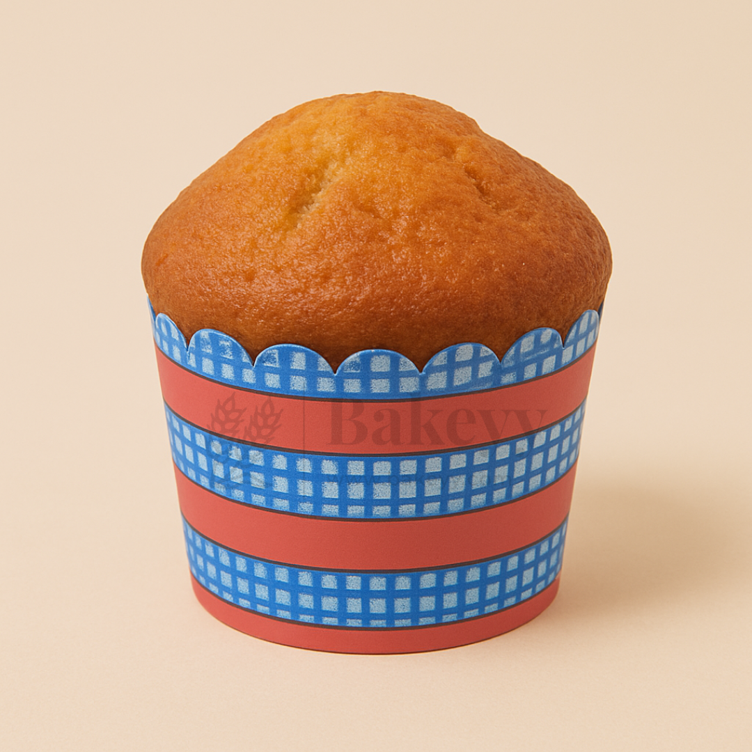 6cm | Red and Blue Flower Muffin Cup | Pack of 50