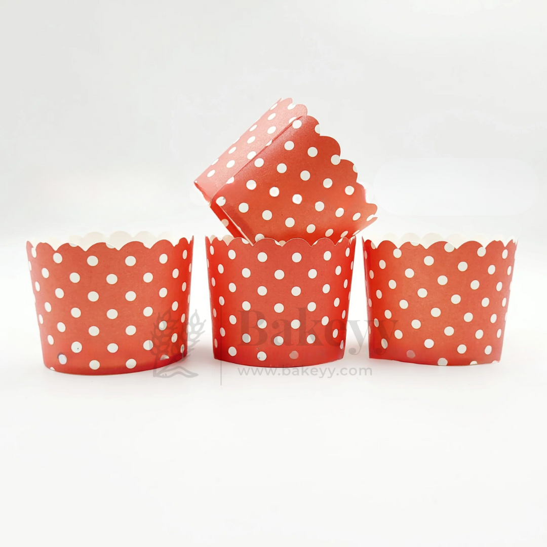 6cm | Red Polka Dots Flower Muffin Cup | Pack of 50