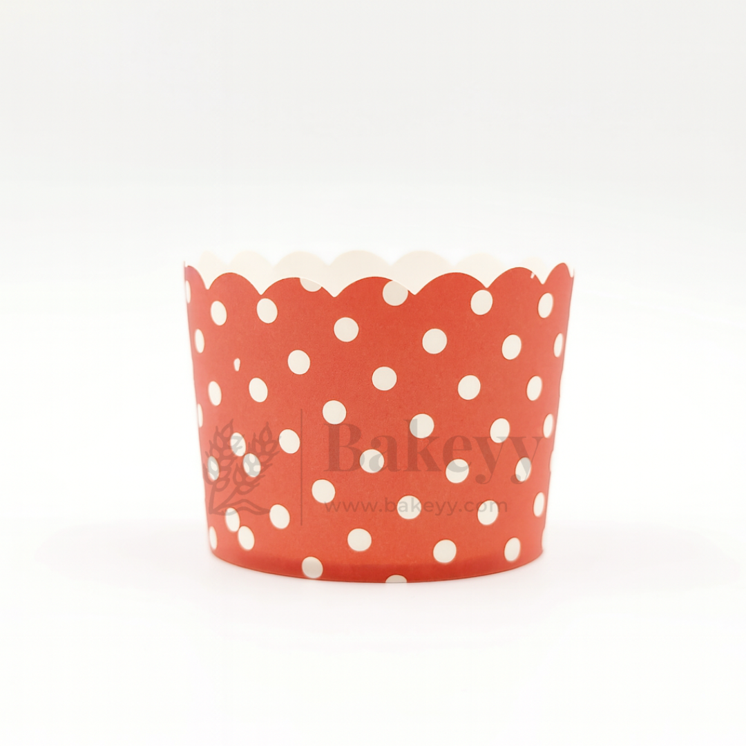 6cm | Red Polka Dots Flower Muffin Cup | Pack of 50
