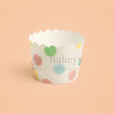 White Bubble Print Flower Muffin Cup | Pack of 50