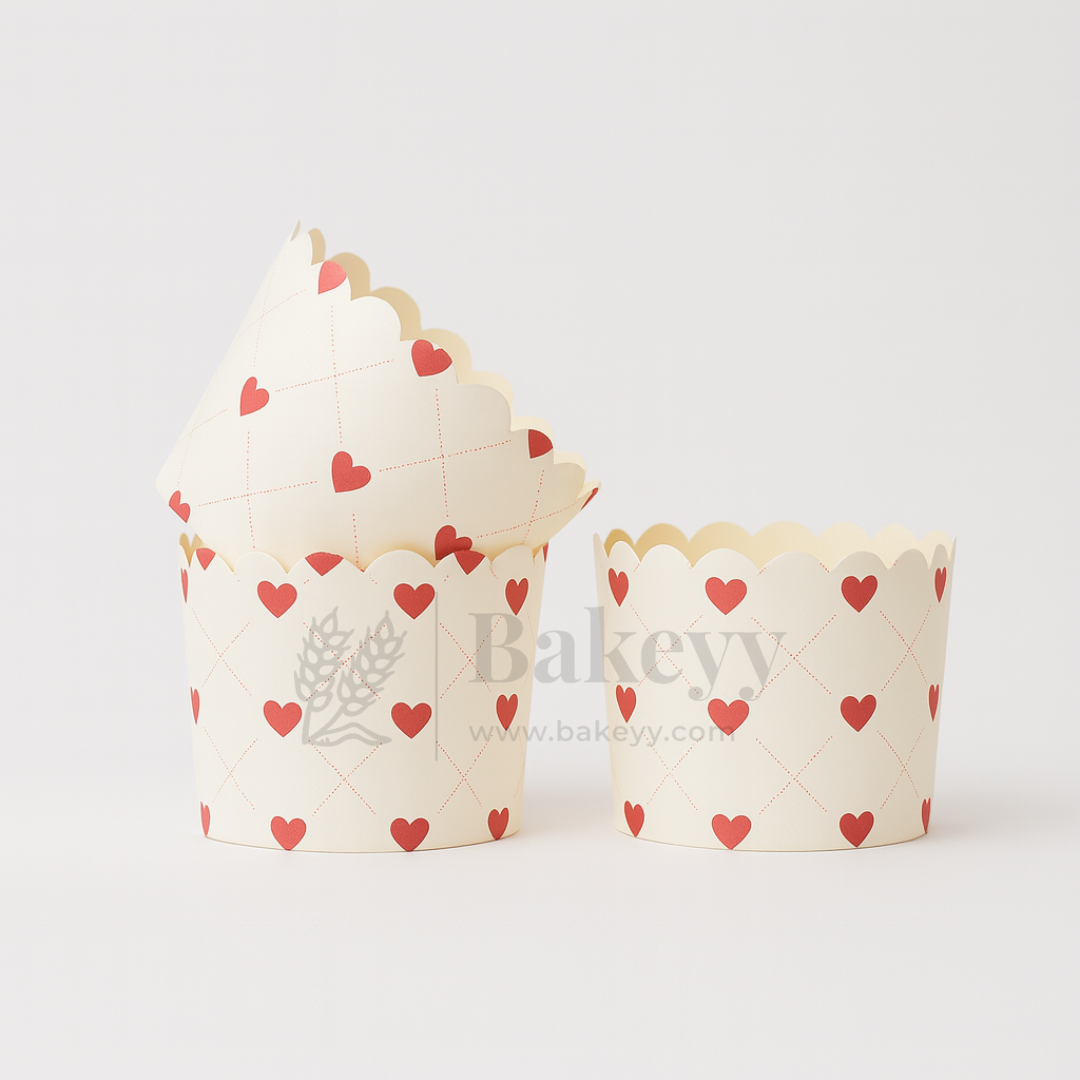 6cm | Pink Heart Flower Muffin Cup | Pack of 50