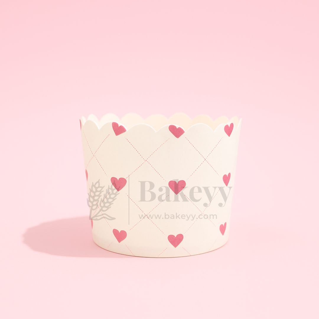 6cm | Pink Heart Flower Muffin Cup | Pack of 50