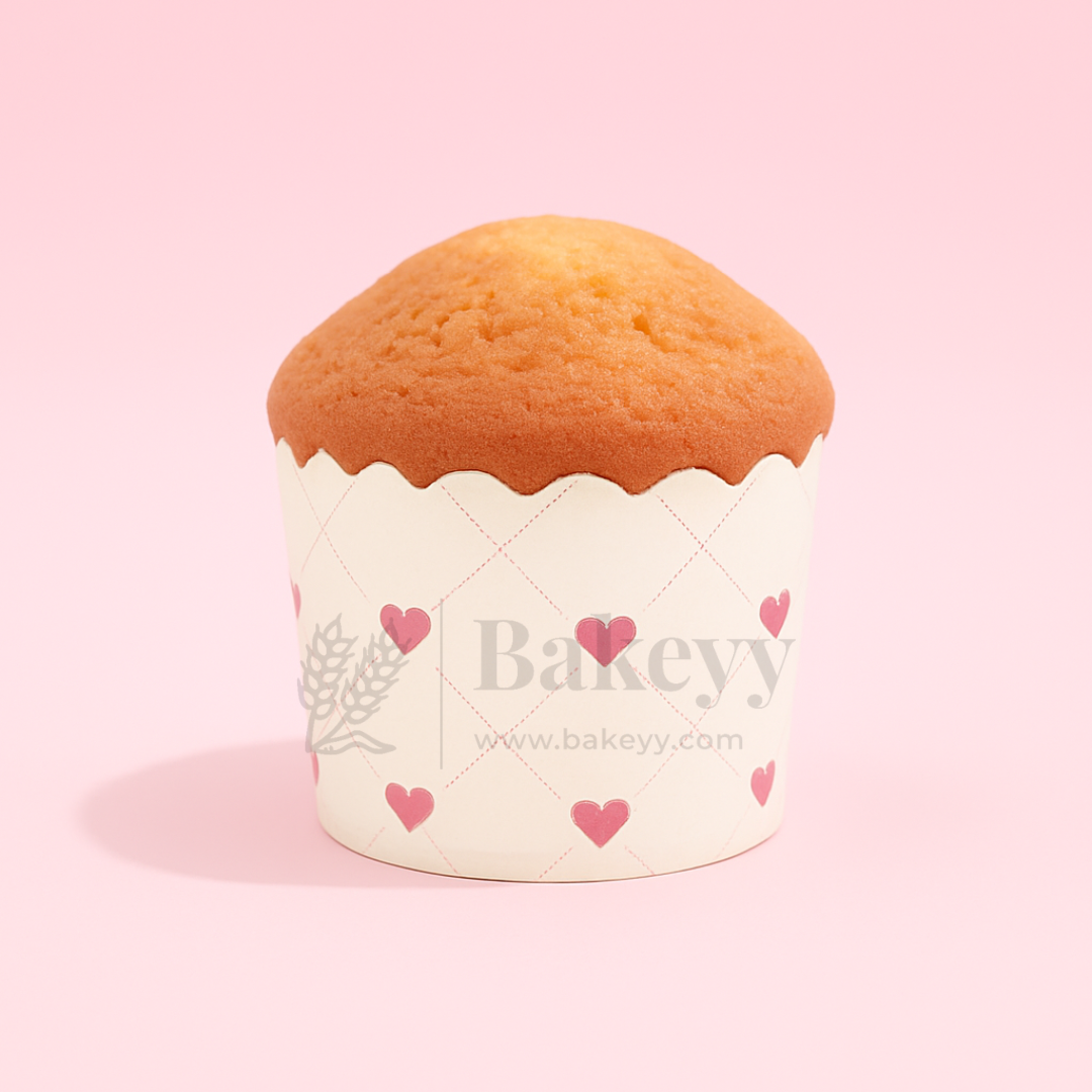 6cm | Pink Heart Flower Muffin Cup | Pack of 50