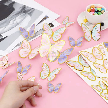 Multi-Size Butterfly 3D Cake Topper Decoration Set with Sticks | Pack of 1