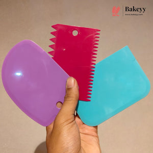Multicolor Plastic Cake Scraper Set | Cake Smoothing & Decorating | Pack of 1