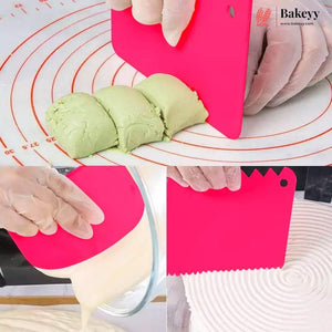 Multicolor Plastic Cake Scraper Set of 3 | Cake Smoothing & Decorating | Pack of 1