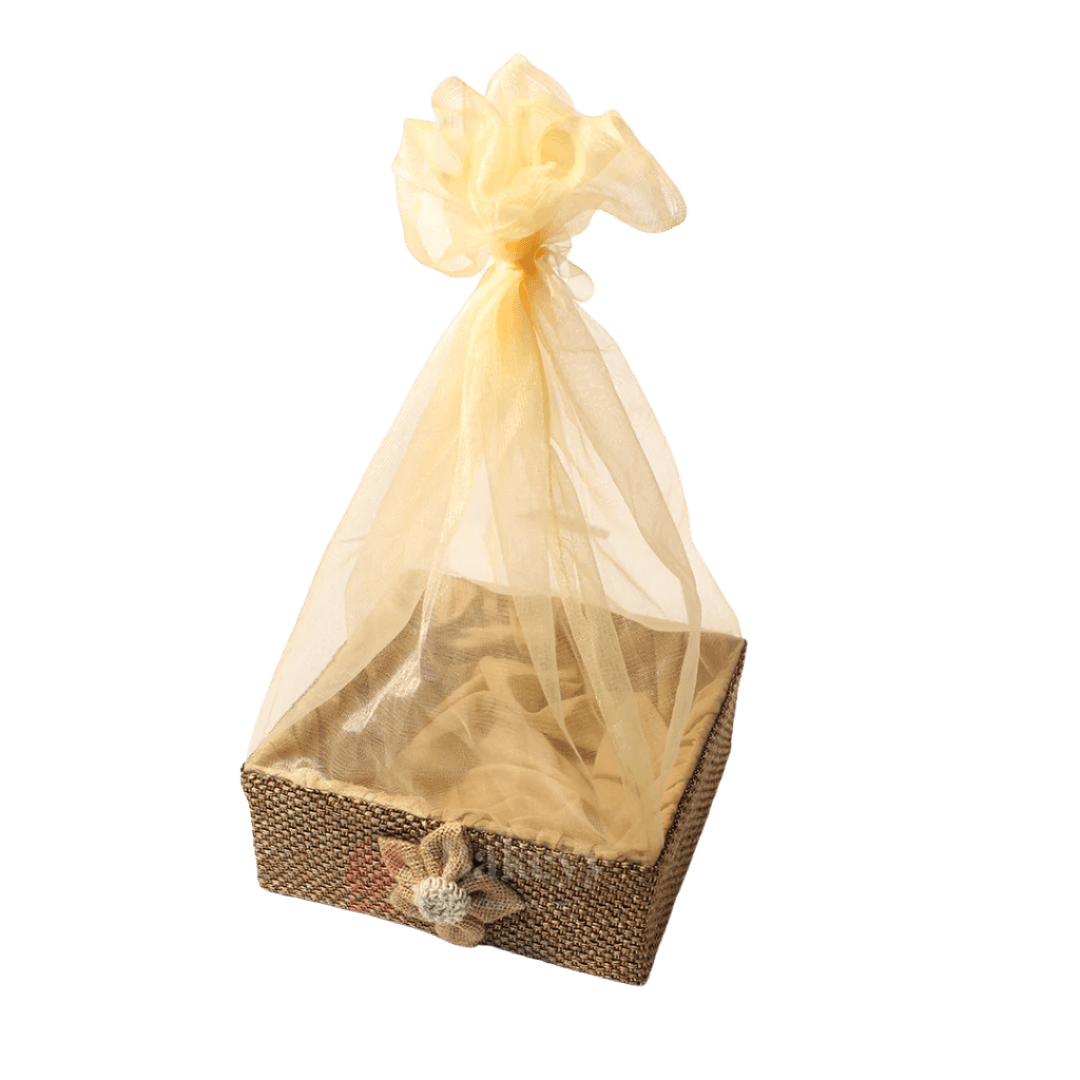 Brown Net Hamper Basket | Perfect for Gifting - Bakeyy.com - India - Brown Net Hamper Basket | Perfect for Gifting - Extra Small - 6 Inch