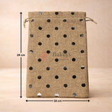 Natural Jute With Silver Dots Premium Colour Jute Potli Bags | Pack Of 10 - Bakeyy.com - India - Natural Jute With Silver Dots Premium Colour Jute Potli Bags | Pack Of 10 - 10x14 Cm