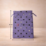 Natural Jute With Silver Dots Premium Colour Jute Potli Bags | Pack Of 10 - Bakeyy.com - India - Natural Jute With Silver Dots Premium Colour Jute Potli Bags | Pack Of 10 - 10x14 Cm