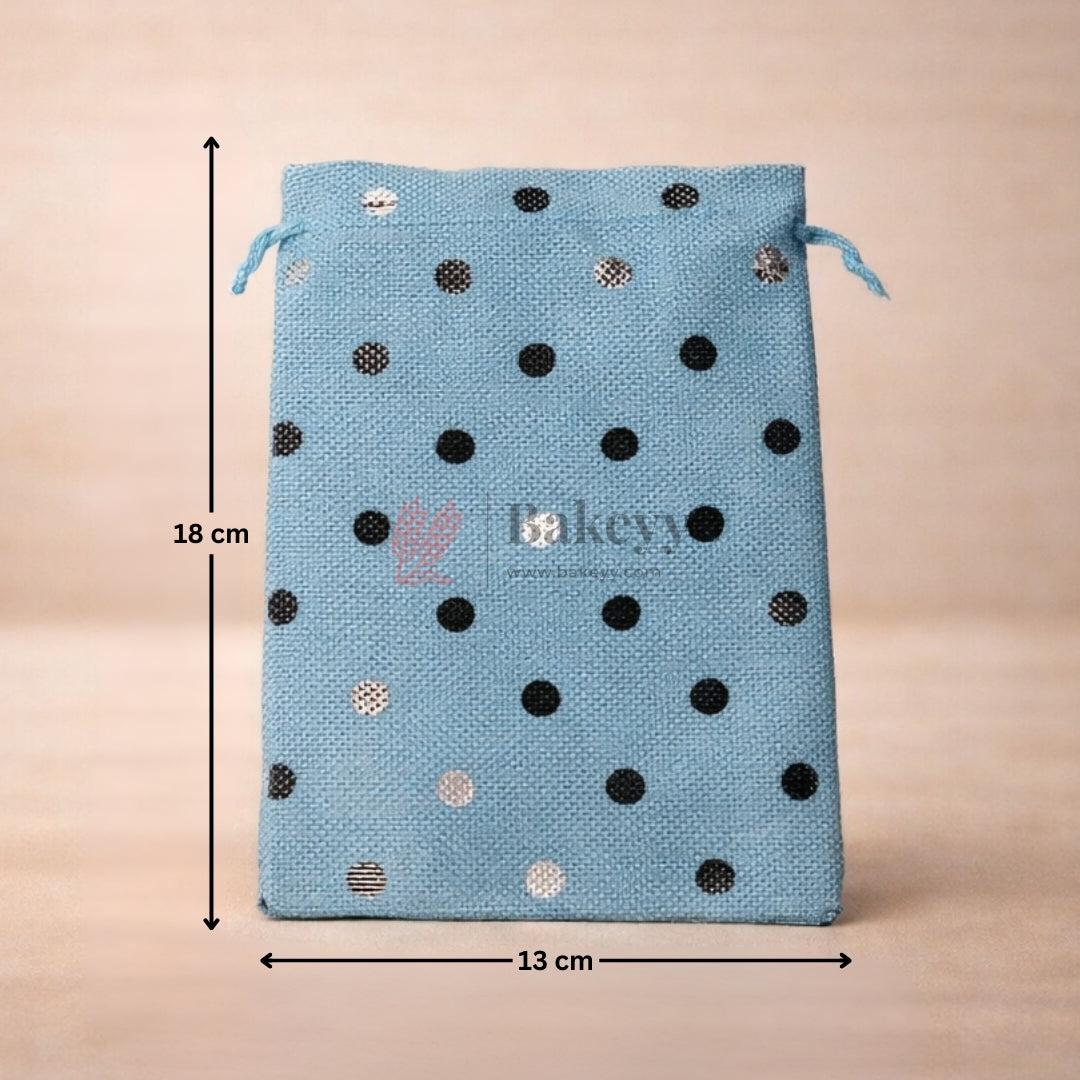 Natural Jute With Silver Dots Premium Colour Jute Potli Bags | Pack Of 10 - Bakeyy.com - India - Natural Jute With Silver Dots Premium Colour Jute Potli Bags | Pack Of 10 - 10x14 Cm