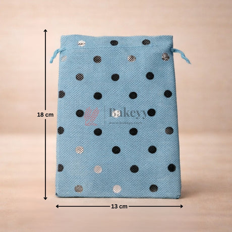 Natural Jute With Silver Dots Premium Colour Jute Potli Bags | Pack Of 10 - Bakeyy.com - India - Natural Jute With Silver Dots Premium Colour Jute Potli Bags | Pack Of 10 - 10x14 Cm