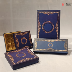 Navy Blue & Gold Printed Sweet & Chocolate Gift Box | With & Without Cavity | Multiple Capacities