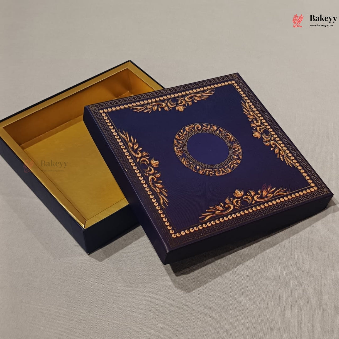 Navy Blue & Gold Printed Sweet & Chocolate Gift Box | With & Without Cavity | Multiple Capacities