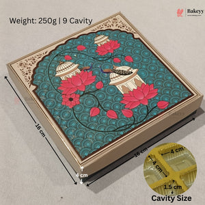 Teal Lotus & Dome Printed Sweet & Chocolate Gift Box | With & Without Cavity | Multiple Capacities