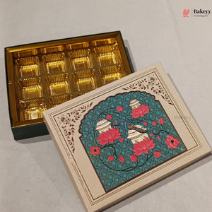 Teal Lotus & Dome Printed Sweet & Chocolate Gift Box | With & Without Cavity | Multiple Capacities