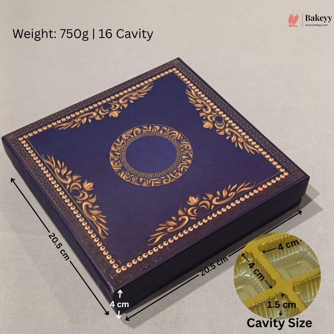 Navy Blue & Gold Printed Sweet & Chocolate Gift Box | With & Without Cavity | Multiple Capacities