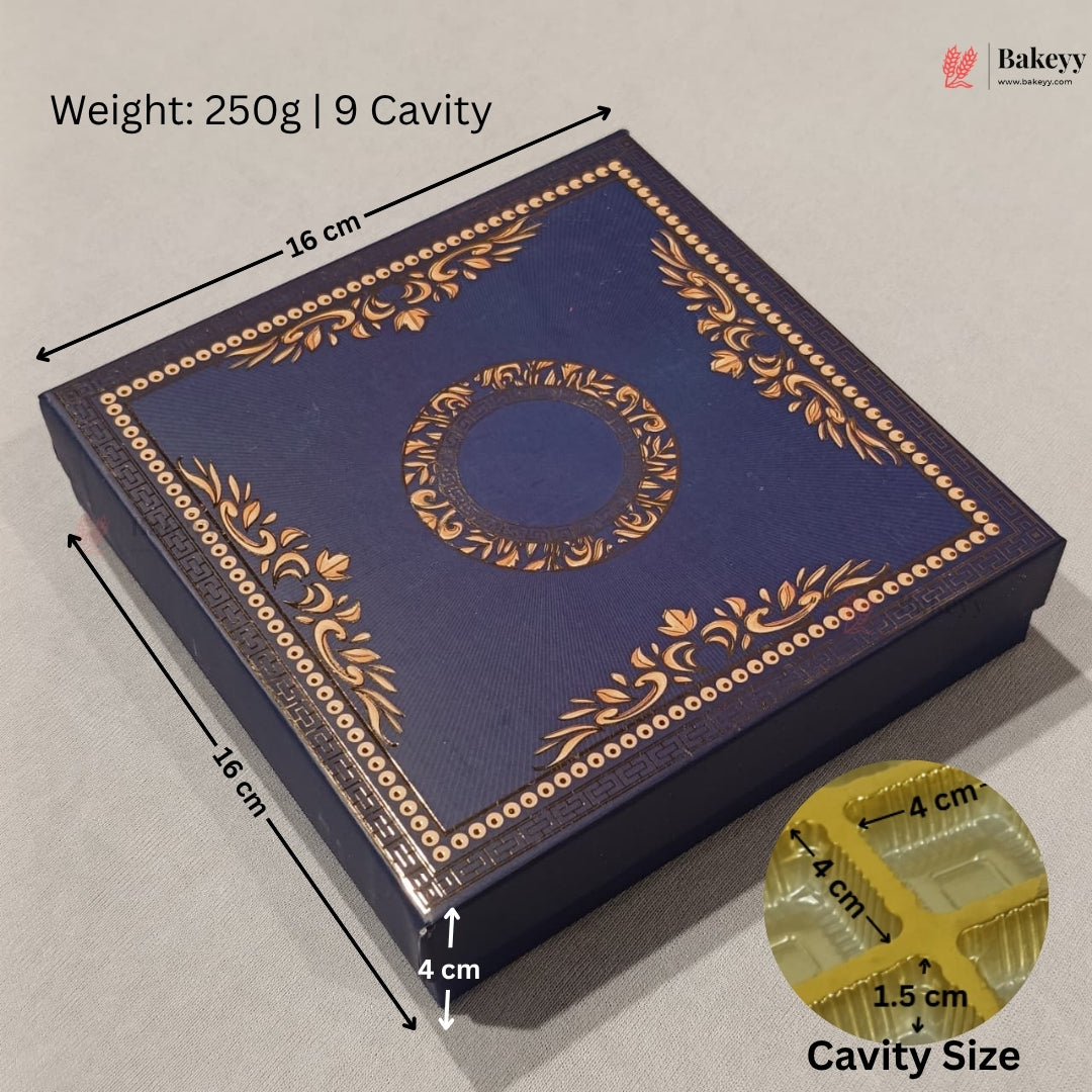 Navy Blue & Gold Printed Sweet & Chocolate Gift Box | With & Without Cavity | Multiple Capacities