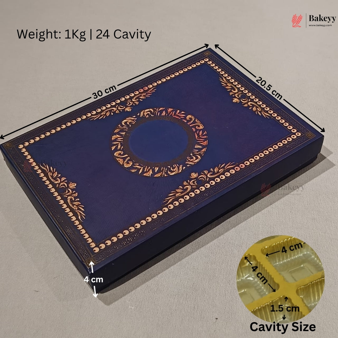 Navy Blue & Gold Printed Sweet & Chocolate Gift Box | With & Without Cavity | Multiple Capacities
