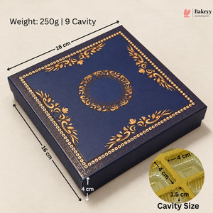 Navy Blue & Gold Printed Sweet & Chocolate Gift Box | With & Without Cavity | Multiple Capacities| Pack of 4