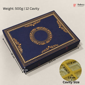 Navy Blue & Gold Printed Sweet & Chocolate Gift Box | With & Without Cavity | Multiple Capacities| Pack of 4