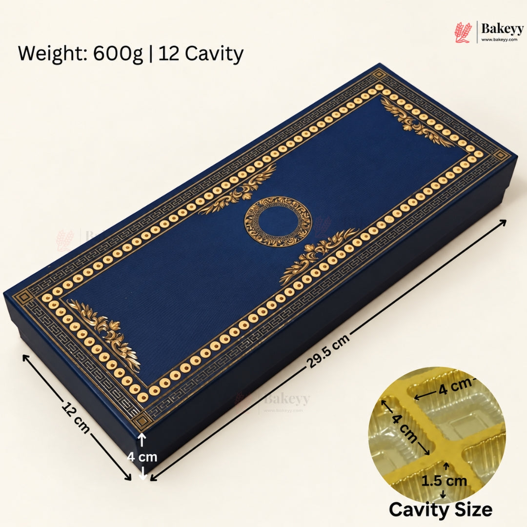Navy Blue & Gold Printed Sweet & Chocolate Gift Box | With & Without Cavity | Multiple Capacities| Pack of 4