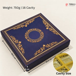 Navy Blue & Gold Printed Sweet & Chocolate Gift Box | With & Without Cavity | Multiple Capacities| Pack of 4