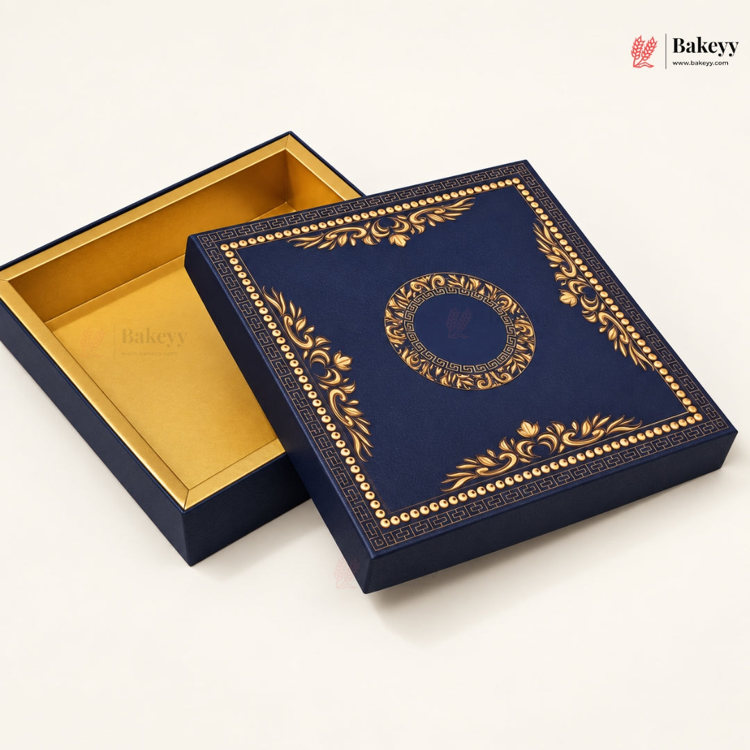 Navy Blue & Gold Printed Sweet & Chocolate Gift Box | With & Without Cavity | Multiple Capacities| Pack of 4