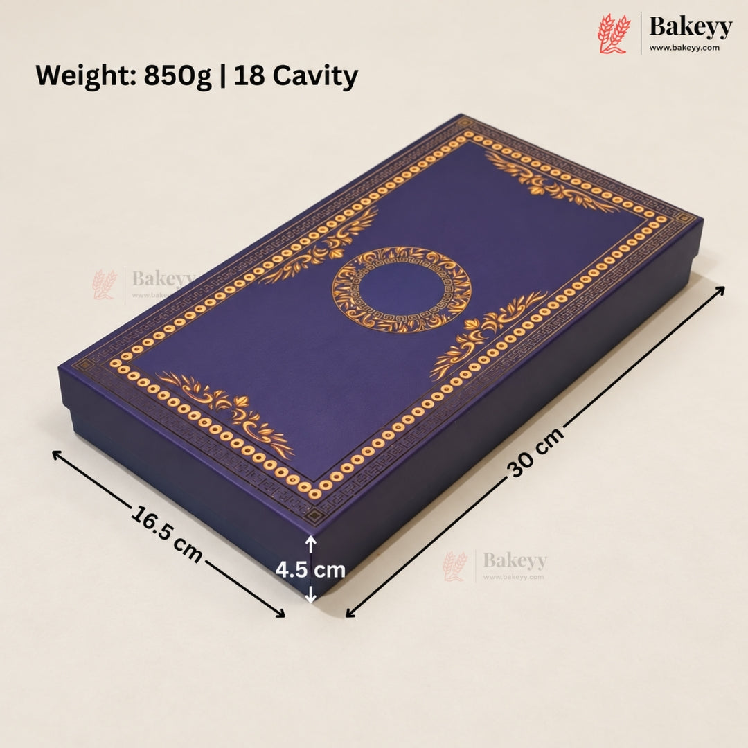 Navy Blue & Gold Printed Sweet & Chocolate Gift Box | With & Without Cavity | Multiple Capacities| Pack of 4