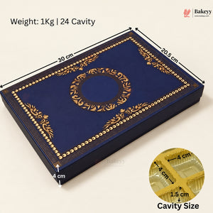 Navy Blue & Gold Printed Sweet & Chocolate Gift Box | With & Without Cavity | Multiple Capacities| Pack of 4