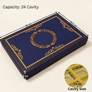 Navy Blue & Gold Printed Chocolate Gift Box with Cavity | Multiple Capacities | Pack of 4