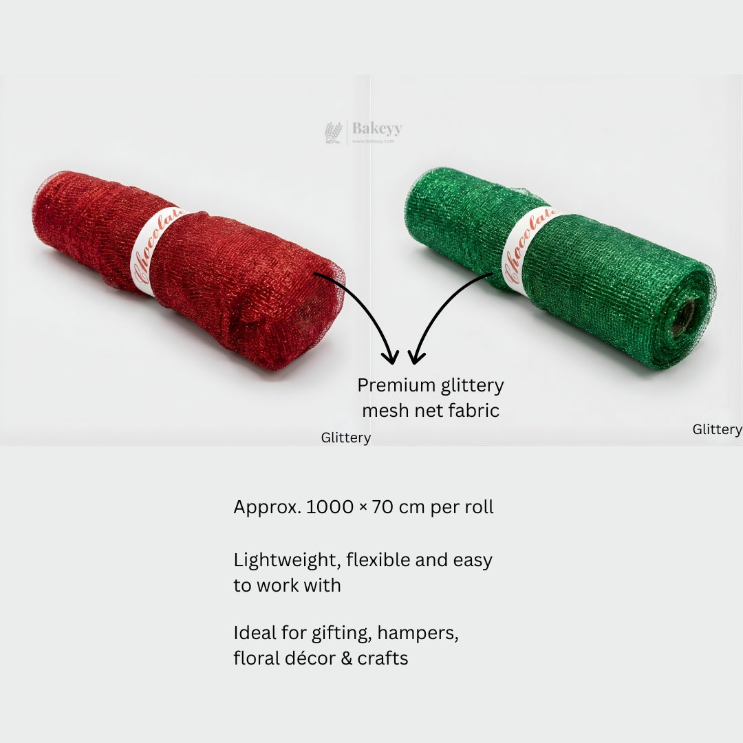 Glitter Net Fabric Roll | Premium Glitter Net Fabric | Multipurpose Craft & Décor Material