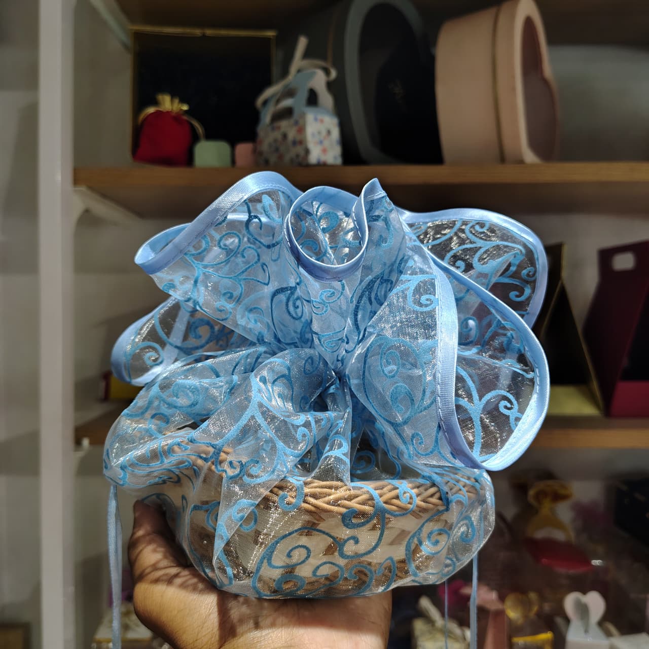 Organza Topi Bag With Pattern | Drawstring Closure | Available in 6 colours | Pack of 25