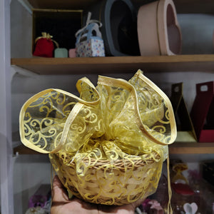 Organza Topi Bag With Pattern | Drawstring Closure | Available in 6 colours | Pack of 25