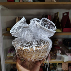 Organza Topi Bag With Pattern | Drawstring Closure | Available in 6 colours | Pack of 25