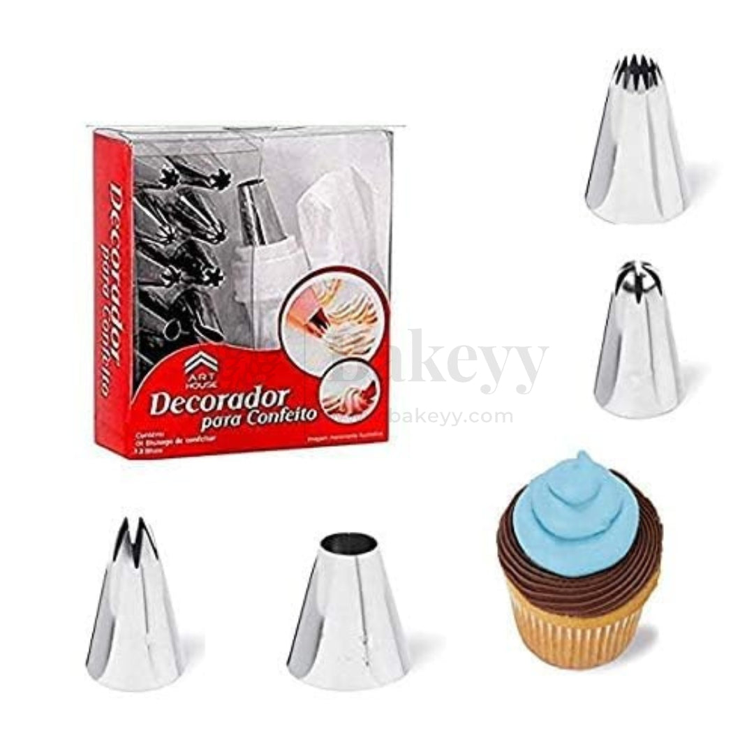 13 Piece Cake Decorating Nozzle Set | Reusable Frosting Piping Bag with Steel Nozzles