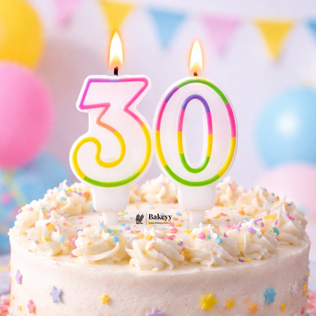 Number Rainbow Candle | For Birthday, Wedding Party & Cake Decoration | Pack of 1