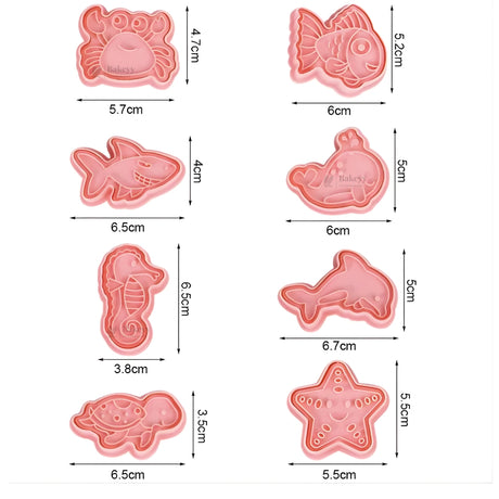 Ocean Theme Cookie Cutter & Embosser Set | 8 Piece | Pack of 1
