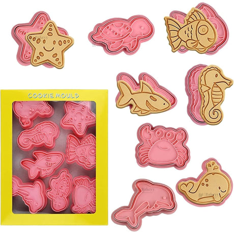 Ocean Theme Cookie Cutter & Embosser Set | 8 Piece | Pack of 1