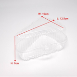 Clear plastic mold with dimensions labeled on a white background