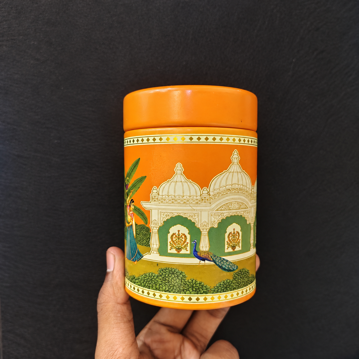 Traditional Printed Round Tin Jars | 2 Designs | Pack of 4