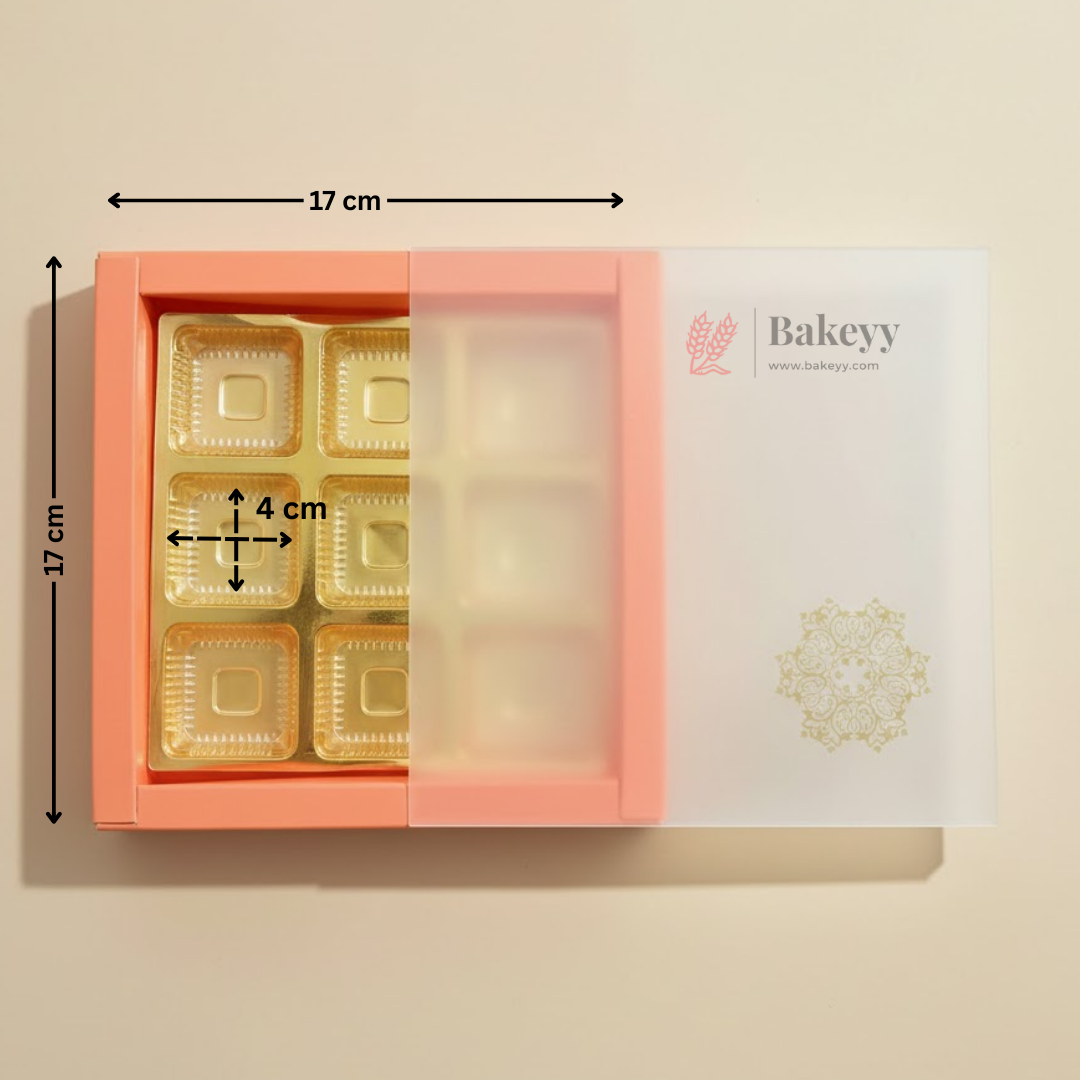 Orange Sliding Chocolate Box with Gold Cavity | Premium Gift Box for Chocolates | Pack of 10