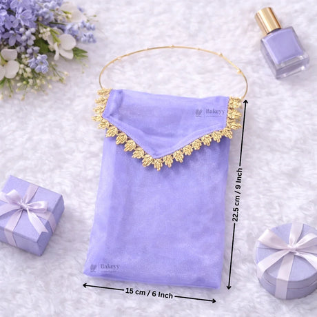 Organza Envelope Gift Pouch with Lace Flap & Beaded Handle | Return Gift Cover | Multiple Colors Available | Pack of 10