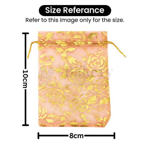 Printed Organza Potli Bags - Bakeyy.com - India - Printed Organza Potli Bags - Light Pink / 8 x 10 Cm - Pack of 70